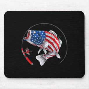Tapis De Souris Achigan à grande bouche États-Unis Drapeau américa