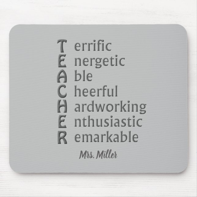 Tapis De Souris Acronyme pour Enseignants Nom Grey Mouse Pad (Devant)