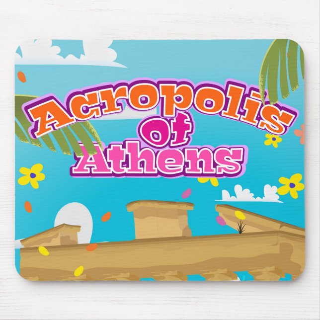 Tapis De Souris Acropole d'Athènes poster de voyage Grèce. (Devant)