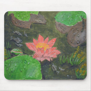 Tapis De Souris Acrylique sur toile, fleur de lys d'eau rose