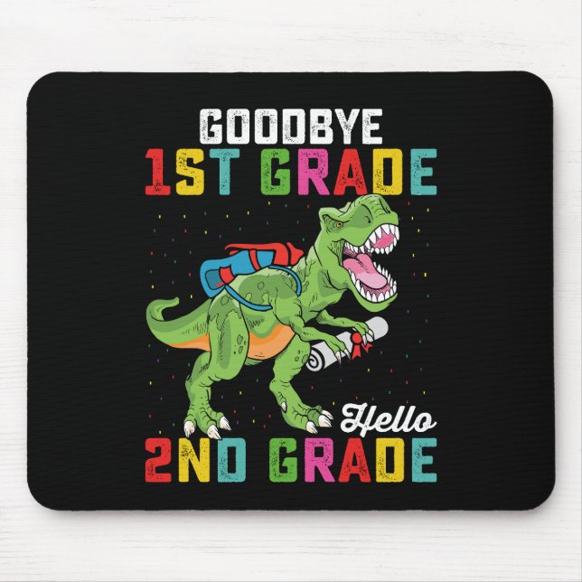 Tapis De Souris Adieu 1ère année Bonjour 2e année T Rex Dinosaur (Devant)
