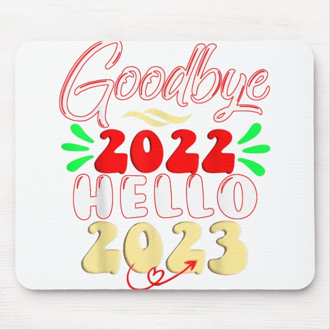 Tapis De Souris Adieu 2022 Bonjour 2023 Joli thé de Noël (Devant)