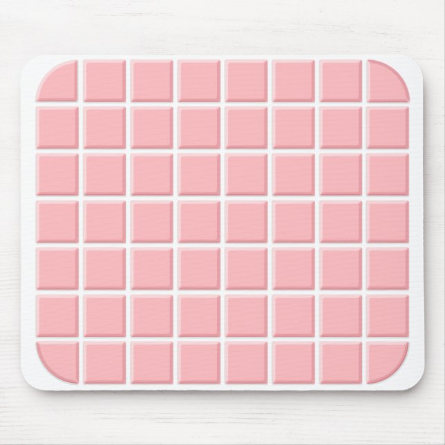 Tapis De Souris Ado fille rose clair carreaux Carré blanc (Devant)
