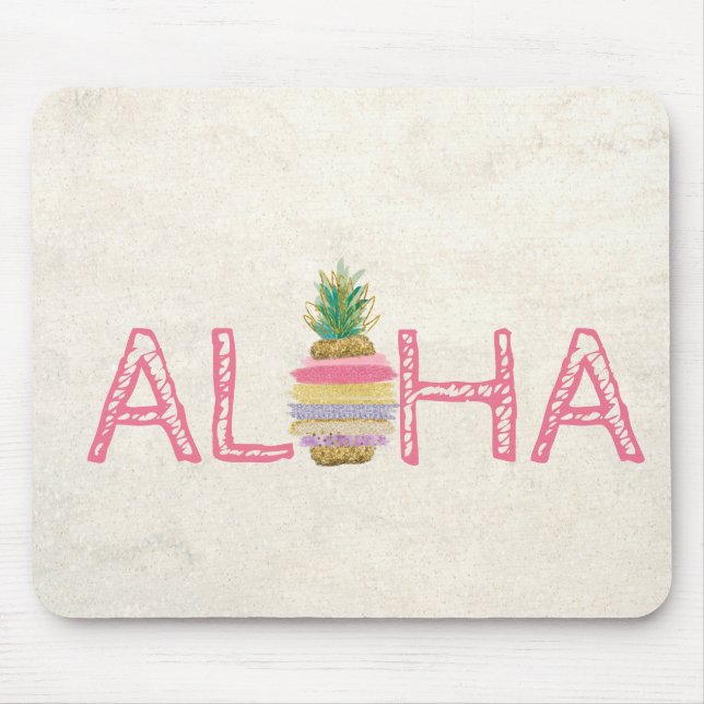 Tapis De Souris Adorable Aloha Hawaiian ananas rayé (Devant)