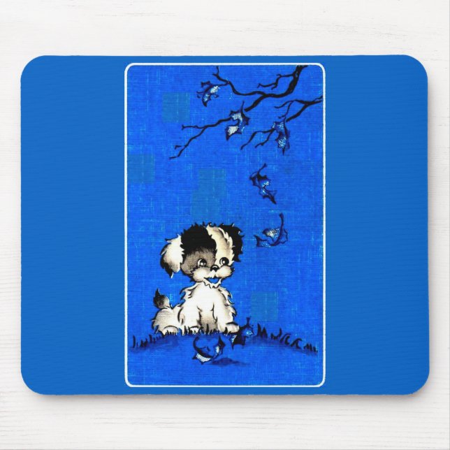 Tapis De Souris adorable chiot en automne (Devant)
