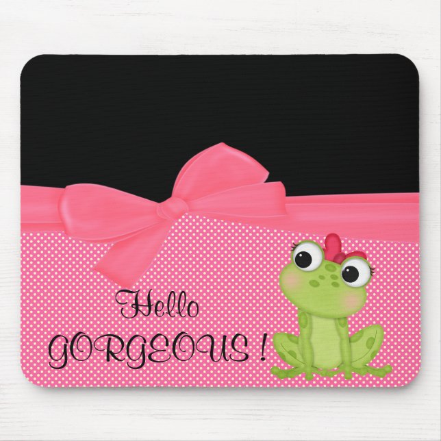 Tapis De Souris Adorable Grenouille mignonne sur Pois-Bonjour magn (Devant)