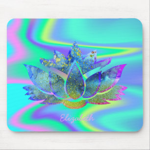 Tapis De Souris adorable Lotus Bleu, Arc-en-ciel holographique