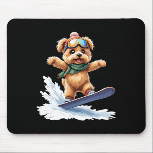Tapis De Souris Adorable Snowboard Chien Sports d'hiver Hommes Fem