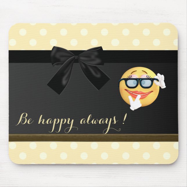 Tapis De Souris Adorable visage Emoji, Pois (Devant)