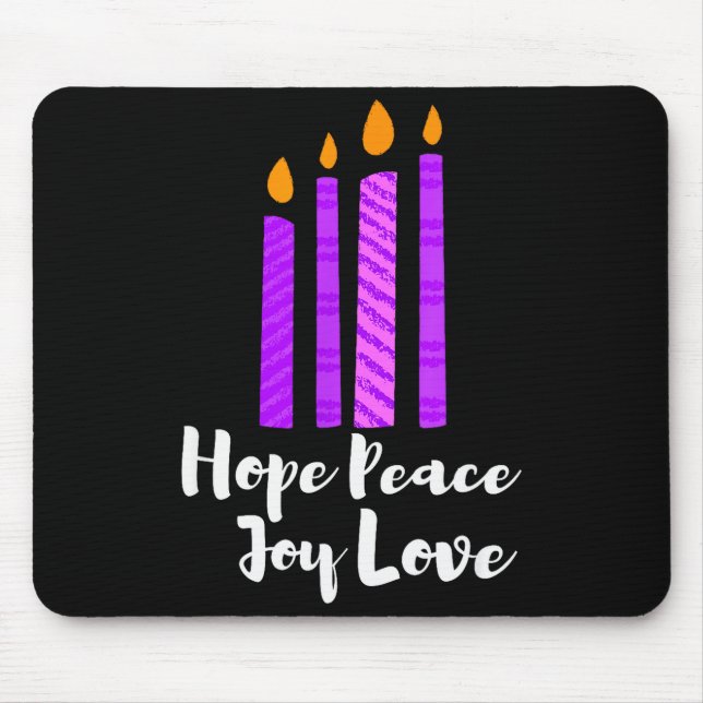 Tapis De Souris Advent Evergreen Wreath Candles Hope Peace Joy Lov (Devant)