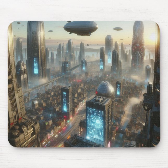 Tapis De Souris Aéronefs au-dessus de la mégacité (Devant)