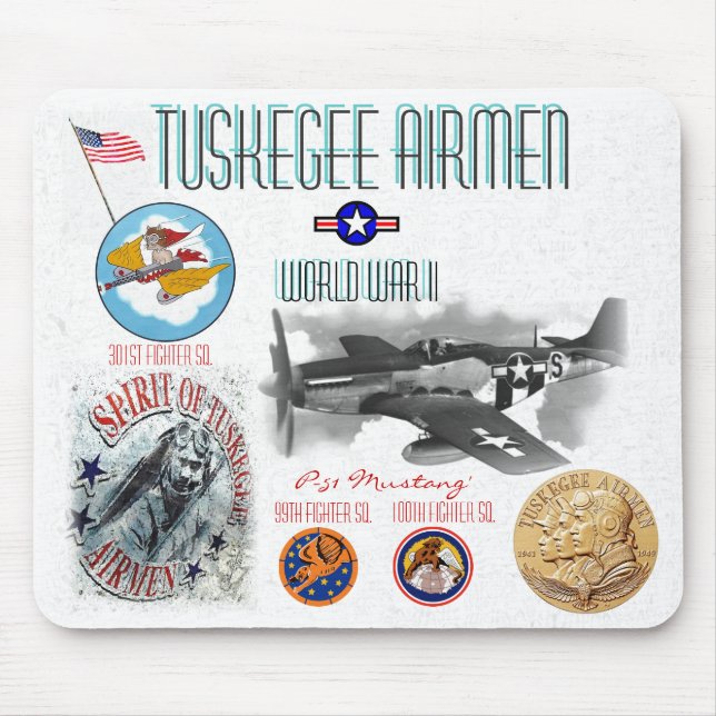 Tapis De Souris AÉRONEFS TUSKEGEE -301e escadron de chasse - WW II (Devant)