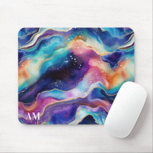 Tapis De Souris Aesthétique coloré arc-en-ciel agate texture parti