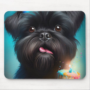 Tapis De Souris Affenpinscher célébrant gâteau de ballons d'annive