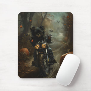 Tapis De Souris Affenpinscher équitation moto Halloween effrayant