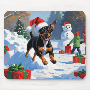 Tapis De Souris Affenpinscher Festive de Noël Scène de neige