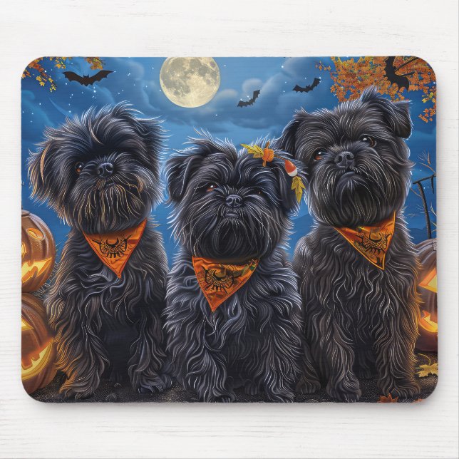 Tapis De Souris Affenpinscher Halloween Éffrayant (Devant)