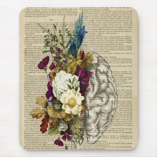 Tapis De Souris affiche d'anatomie du cerveau floral médical (Devant)