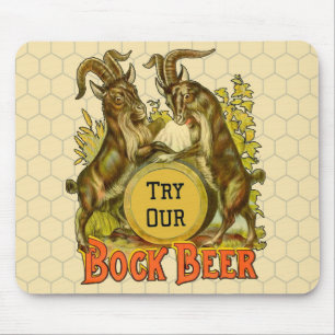 Tapis De Souris Affiche de bière Bock vintage : Antique Goat Saloo