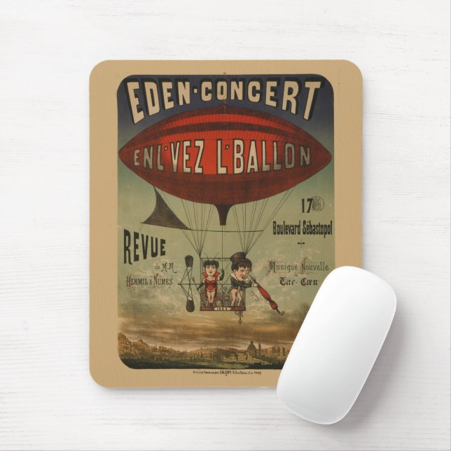 Tapis De Souris Affiche De Cirque Française De Deux Artistes En Aé (Avec souris)