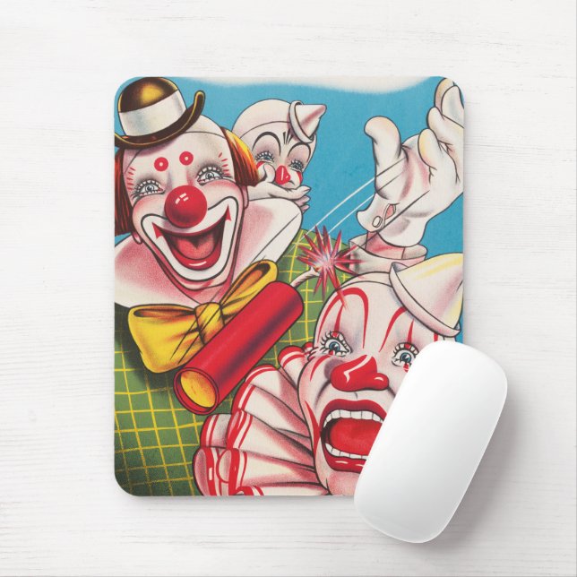 Tapis De Souris Affiche De Cirque Montrant Les Visages Clown Et Cr (Avec souris)