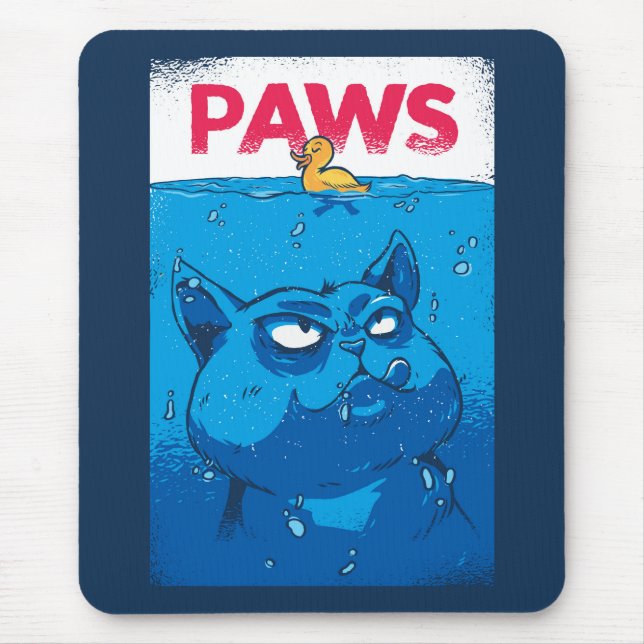 Tapis De Souris Affiche de film d'horreur parodié avec des pattes (Devant)