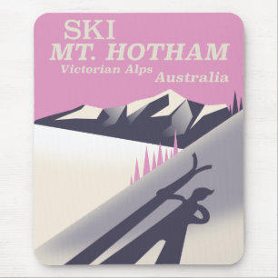Tapis De Souris Affiche de ski des Alpes victoriennes, Mt. Hotham.