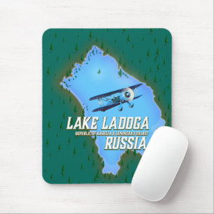Tapis De Souris Affiche de voyage carte russe du lac Ladoga