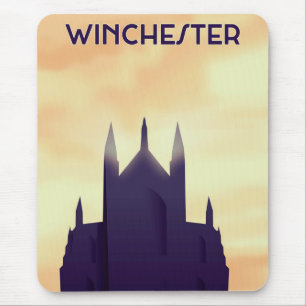Tapis De Souris affiche de voyage de la cathédrale de Winchester i