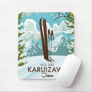 Tapis De Souris Affiche de voyage de ski Karuizawa Japon