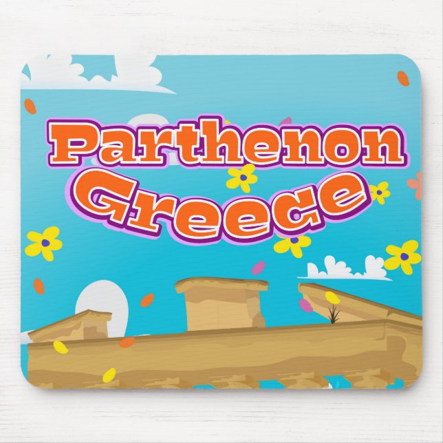 Tapis De Souris Affiche de voyage du Parthénon Grèce. (Devant)