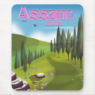 Tapis De Souris Affiche de voyage en Assam Inde impression.