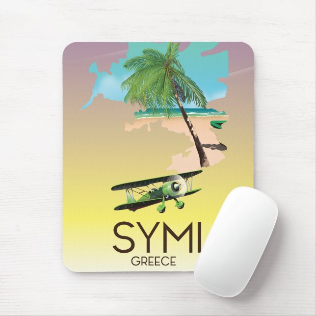 Tapis De Souris Affiche de voyage Symi Grèce (Avec souris)