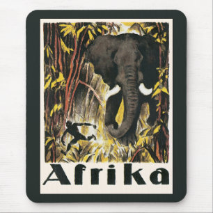 Tapis De Souris Affiche de voyage vintage Afrique, Éléphant d'Afri