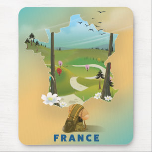 Tapis De Souris Affiche de voyage vintage carte de France
