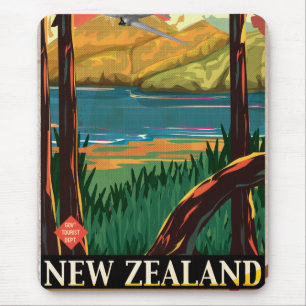 Tapis De Souris Affiche de voyage vintage de Nouvelle-Zélande