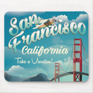 Tapis De Souris Affiche de voyage vintage de vacances à San Franci