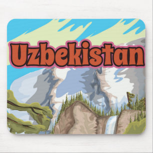 Tapis De Souris Affiche de voyage vintage d'Ouzbékistan