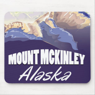Tapis De Souris Affiche de voyage vintage du mont McKinley