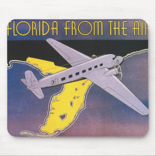 Tapis De Souris Affiche de voyage vintage, Floride vue du ciel en 