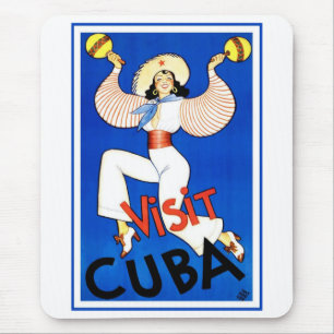 Tapis De Souris Affiche de voyage vintage, Visitez La Havane Cuba,