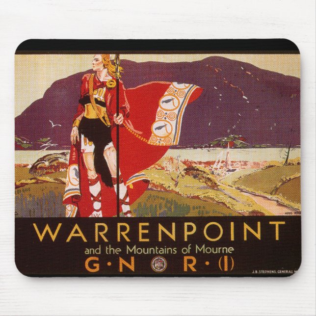 Tapis De Souris Affiche ferroviaire irlandaise de Warrenpoint (Devant)