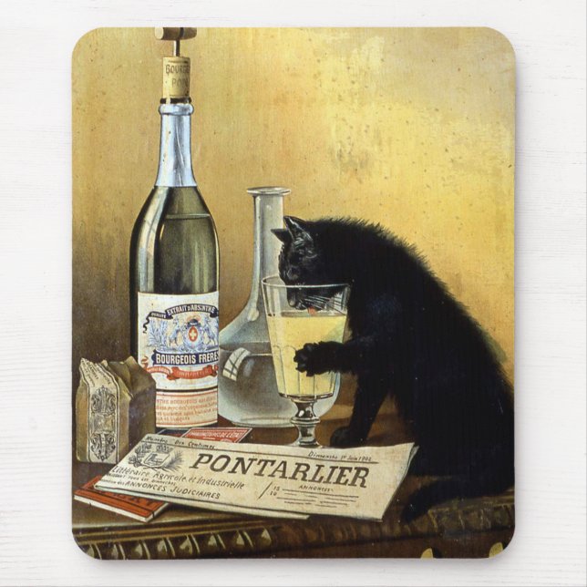 Tapis De Souris Affiche française rétro "absinthe bourgeois" (Devant)