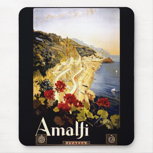 Tapis De Souris Affiche italienne de voyage de littoral d'Amalfi (Devant)