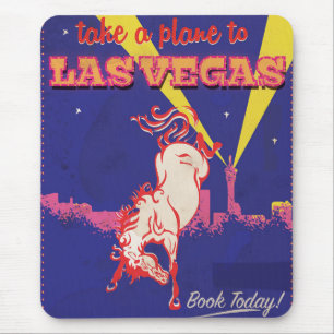 Tapis De Souris Affiche rétro de voyage à Las Vegas, Nevada.