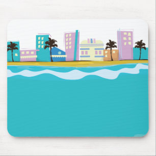 Tapis De Souris Affiche vintage de Miami des années 1980