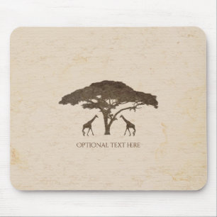 Tapis De Souris Africain Safari Giraffes & Arbre Ordinateur Vintag