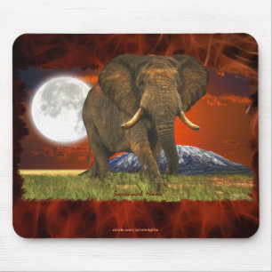 Tapis De Souris African Elephant & Savannah Moon Art Design
