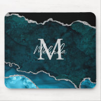 Agate de marbre bleu turquoise et argenté