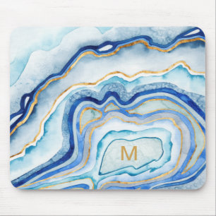 Tapis De Souris Agate II de cobalt du monogramme  